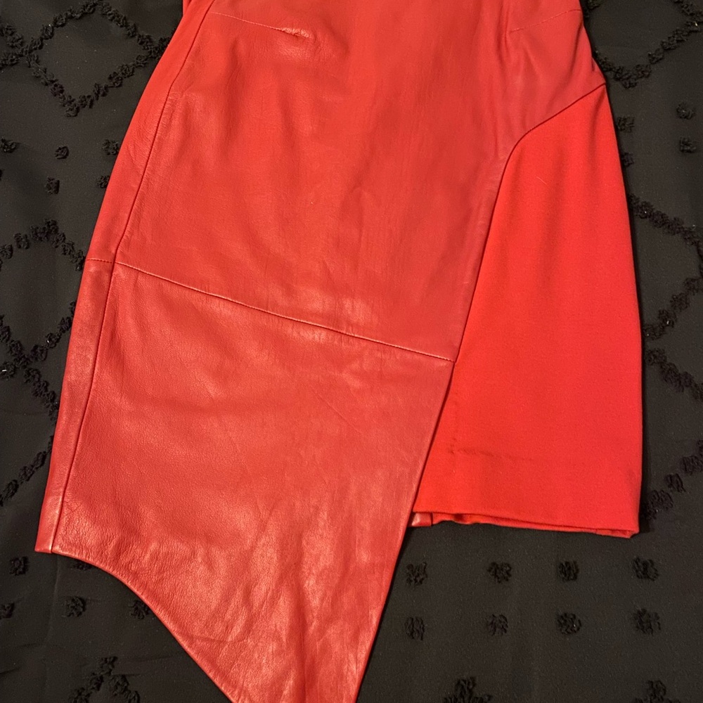 Bod and Christensen Leather Asymmetrical Midi Skirt for Night Out